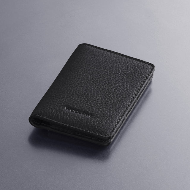 woolnut mens leather wallet slim cards bills black