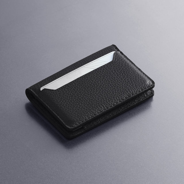 leather wallet bifold slim cards black