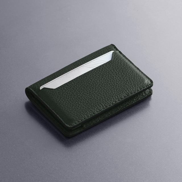 leather wallet bifold slim cards green